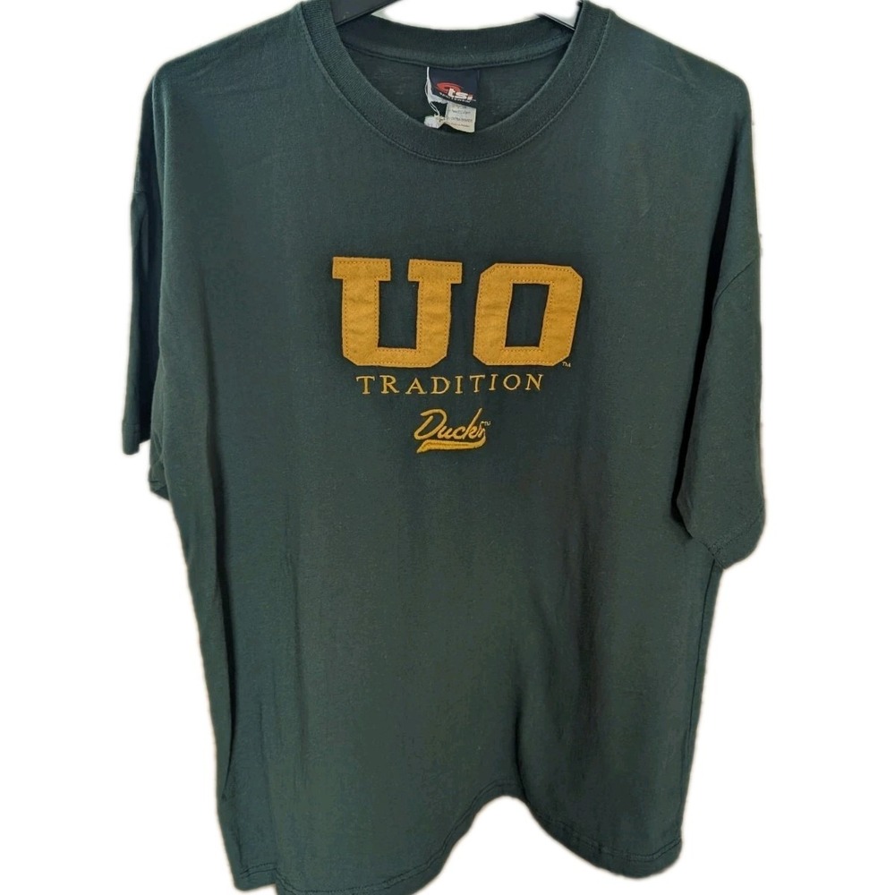Vintage University Oregon Ducks U of O T Shirt Mens XL Green Yellow 90s Y2K Flet